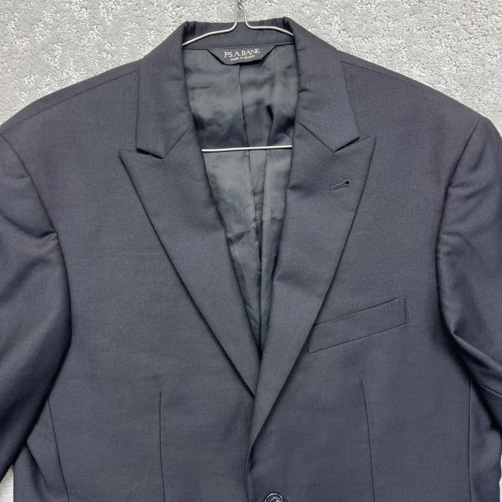 Jos A Bank Signature Collection Blazer Mens 38R Black Tailored Fit 100% Wool